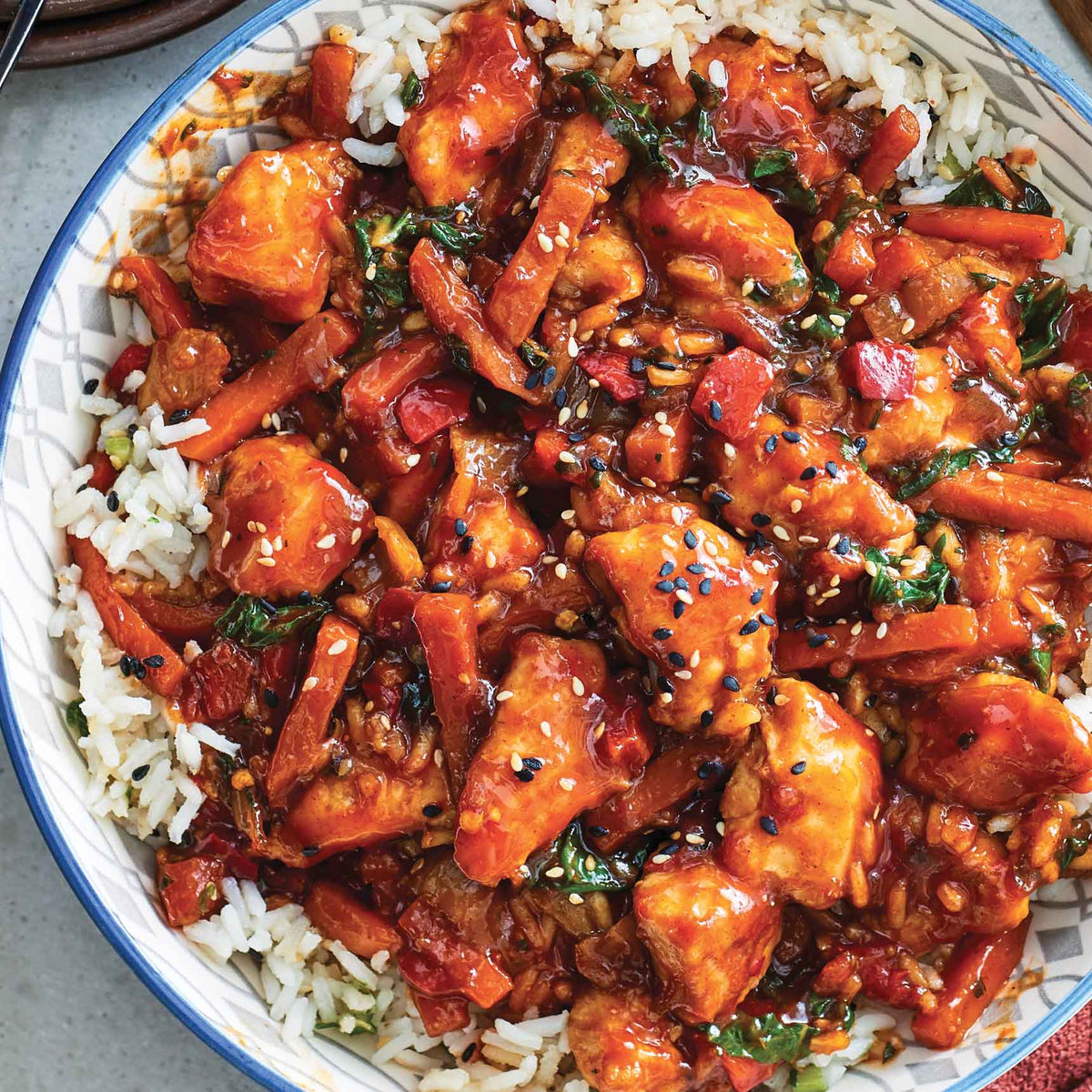 Spicy Sesame Chicken & Rice