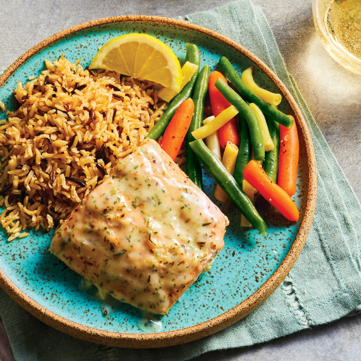 Pink Salmon in Herb and Garlic Sauce