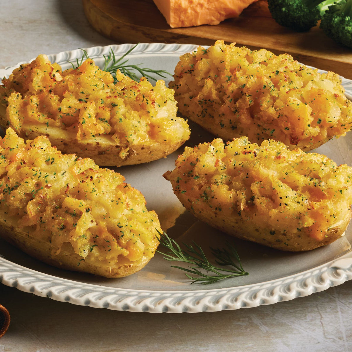 Broccoli and Cheese Stuffed Potatoes