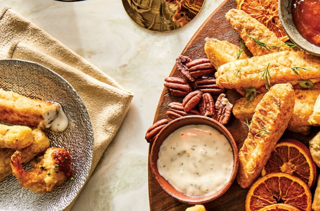 Fried Battered Pickles with Buttermilk Dill Dipping Sauce