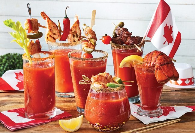 Canada Day caesars with toppings