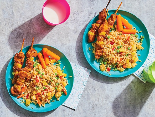 Chicken Satay and Rice and Vegetable Medley