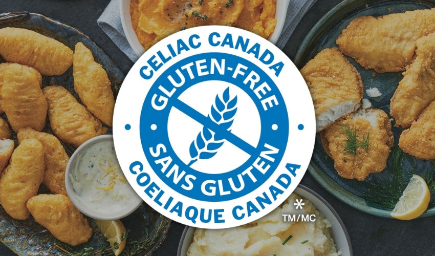 Gluten-free food items with a Celiac Canada logo