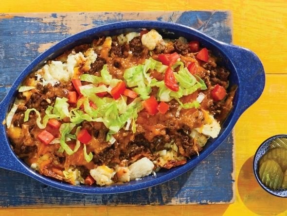 Cheeseburger cauliflower gratin